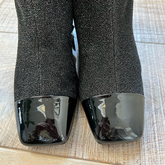 BNIB Chanel 17k Runway Black Shimmer Metallic Leather Square Toe ankle boots - Picture 3 of 9
